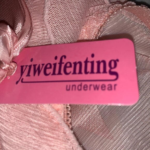 NEW Convertible Bra Panty Set Tie Back Halter Adjust Removable Strap Pink 36B - Picture 14 of 14